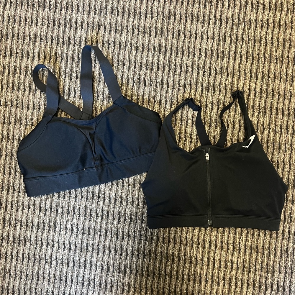 Under Armour and Gymshark Black Sports Bras